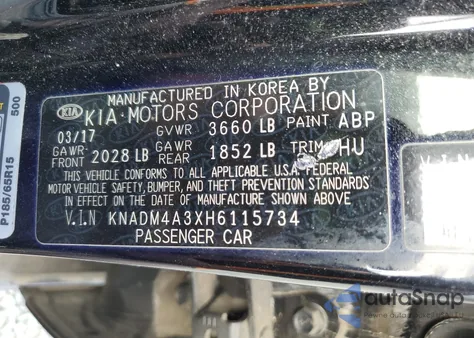 2017 Kia Rio Lx z USA, uszkodzony, nr VIN KNADM4A3XH6115734